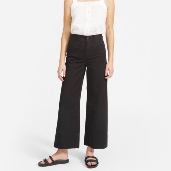 Everlane Pants - Everlane Organic Cotton Wide Leg Chino Pants Minimalist Casual Black NEW Size 0